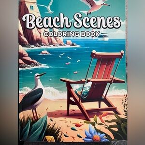 New, Adult Coloring Book, Beach Scenes
